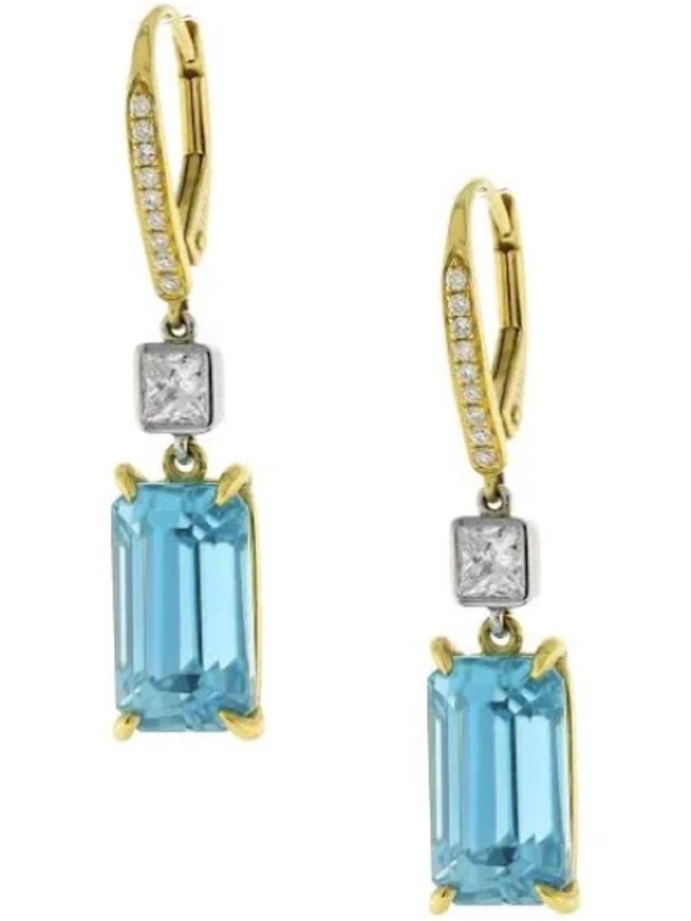 Gold-Tone Blue Crystal Drop Earrings - Elegant Women's Jewelry